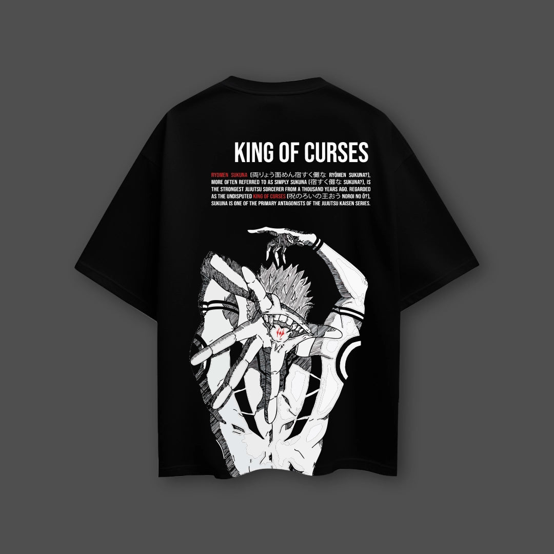 Jujutsu Kaisen Sukuna oversized t-shirt Vlack black oversized tee with large back King of Curses manga print