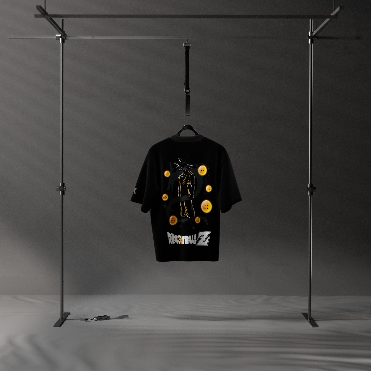 Oversize Dragon Soul Goku black t-shirt featuring vibrant Dragon Ball Z graphics on a black background