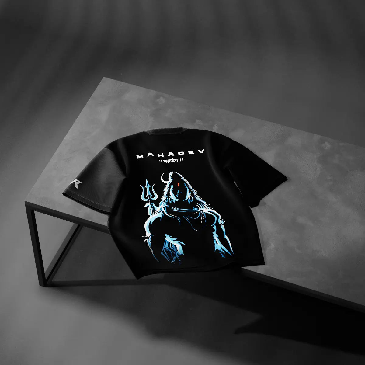 Mahadev black oversized t-shirt featuring a vibrant graphic design on the back