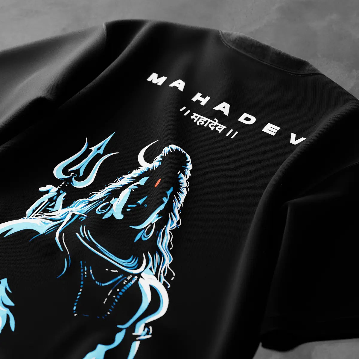 Vlack regular fit Mahadev black t-shirt featuring a vibrant graphic design of Lord Shiva