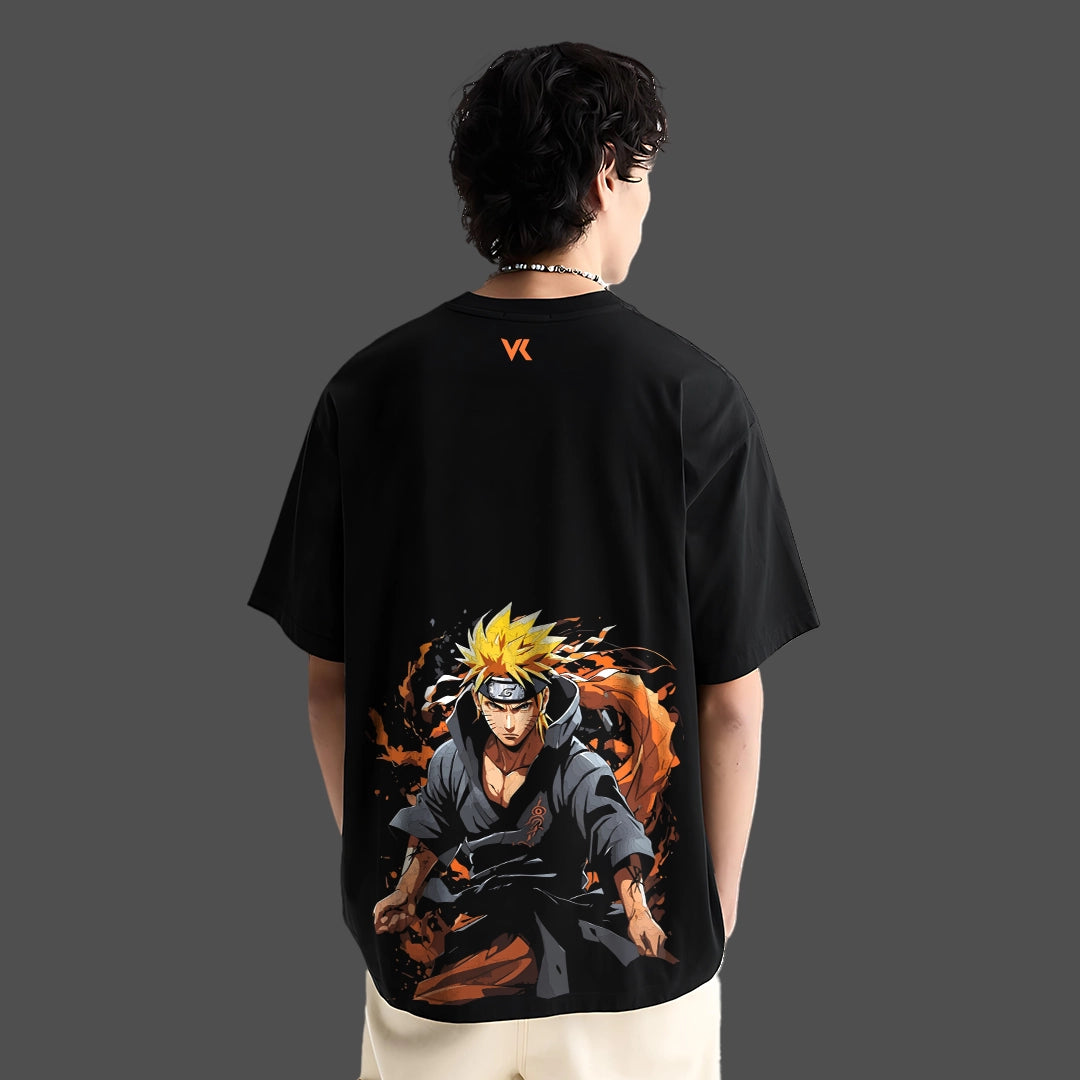 Oversize Sage Mode Naruto black t-shirt featuring a vivid Naruto graphic on the back