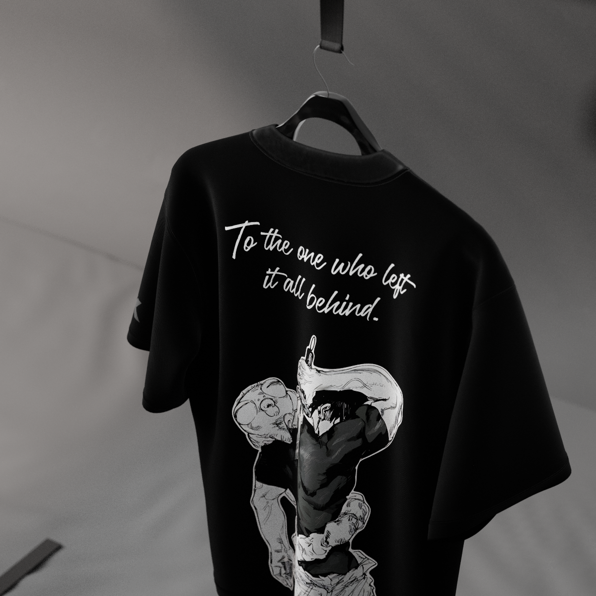 Jujutsu Kaisen Toji black oversized t-shirt Vlack black hanging on hanger with back anime print