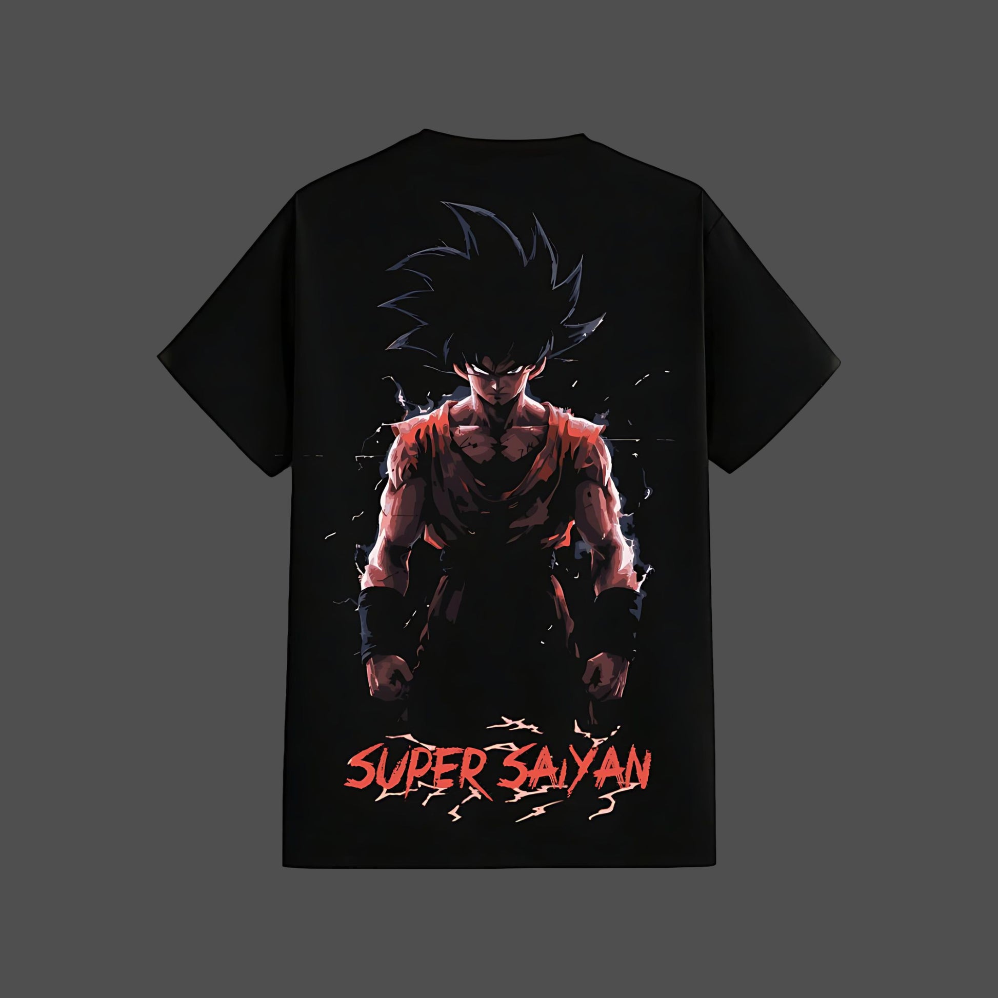 Vlack Super Saiyan black t-shirt regular fit with bold anime warrior graphic and red Super Saiyan text