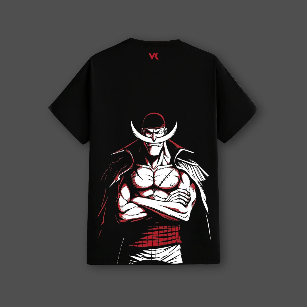 Vlack regular fit black t-shirt featuring a bold Whitebeard graphic design on the back