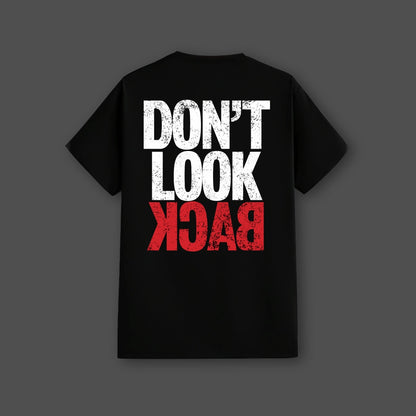 Don't Look Back Front Puff Print Regular Fit Black T-Shirt