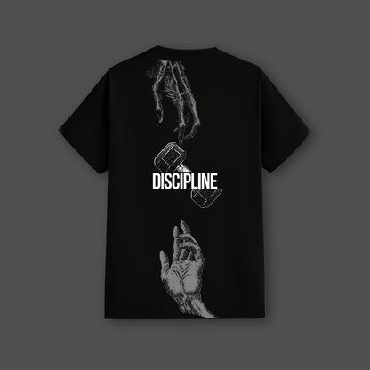 Discipline Dumbbell Front HD Print Regular Fit Black T-Shirt