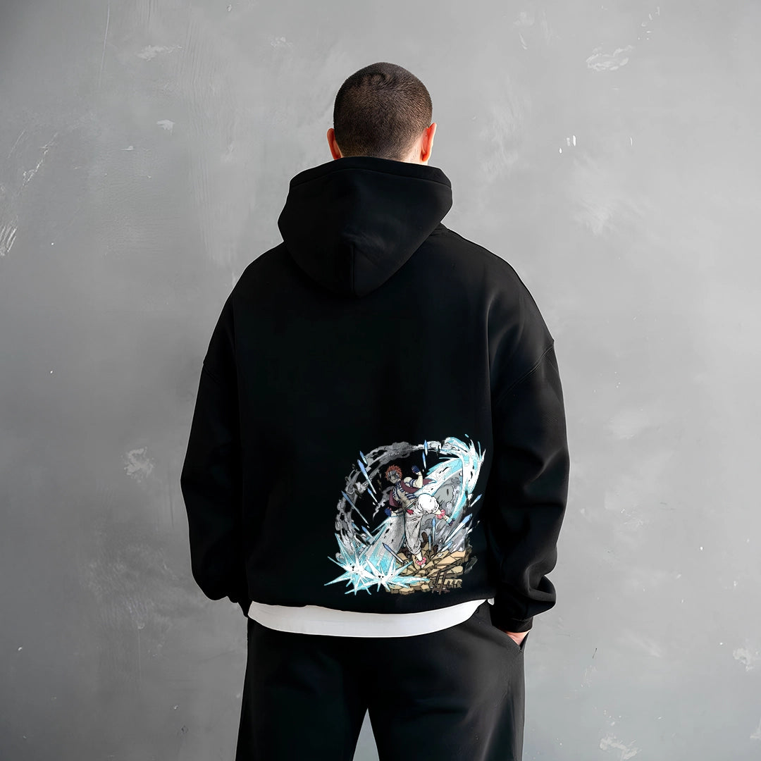 Vlack Akaza Attack - Oversized Black Hoodie