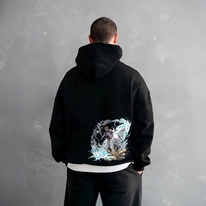 Vlack Akaza Attack - Oversized Black Hoodie