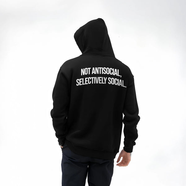 Vlack Antisocial - Oversized Black Hoodie