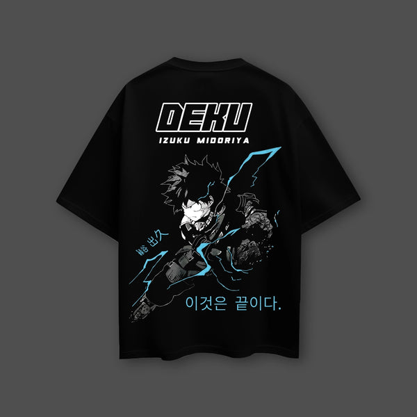 Izuku Midoriya (Deku) Lightning Charge – Oversized Fit Black T-Shirt