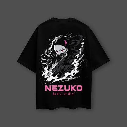 Nezuko Kamado Demon Slayer Black Oversized Fit T-Shirt