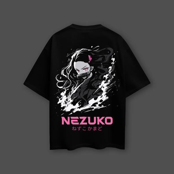 Nezuko Kamado Demon Slayer Black Oversized Fit T-Shirt