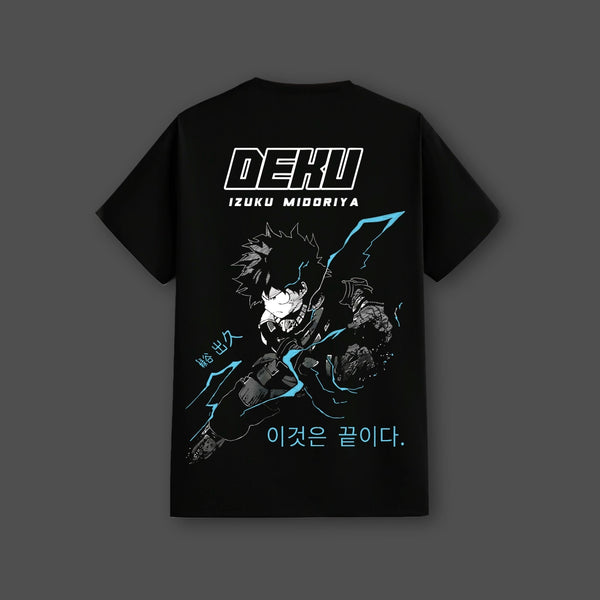 Izuku Midoriya (Deku) Lightning Charge – Regular Fit Black T-Shirt