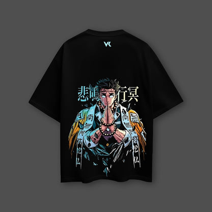 Gyomei Himejima Demon Slayer Black Oversized Fit T-Shirt