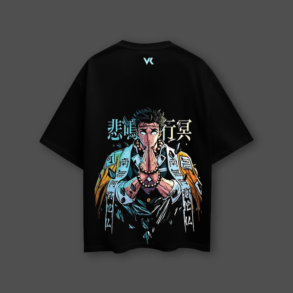 Gyomei Himejima Demon Slayer Black Oversized Fit T-Shirt