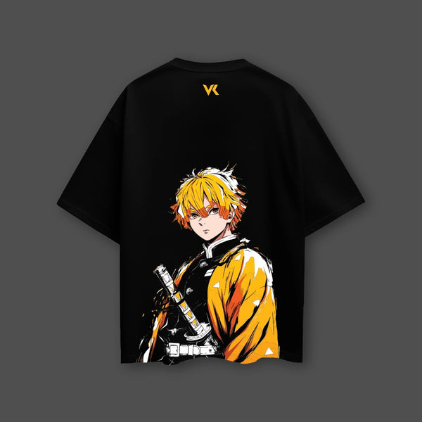 Zenitsu Agatsuma Demon Slayer Black Oversized Fit T-Shirt