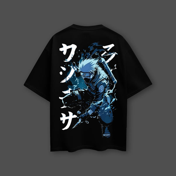 Lightning Shadow Kakashi – Oversized Fit Black T-Shirt