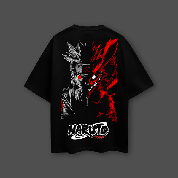 Naruto Uzumaki Kurama Mode – Oversized Fit Black T-Shirt