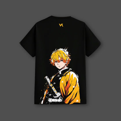 Zenitsu Agatsuma Demon Slayer Black Regular Fit T-Shirt