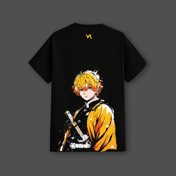 Zenitsu Agatsuma Demon Slayer Black Regular Fit T-Shirt