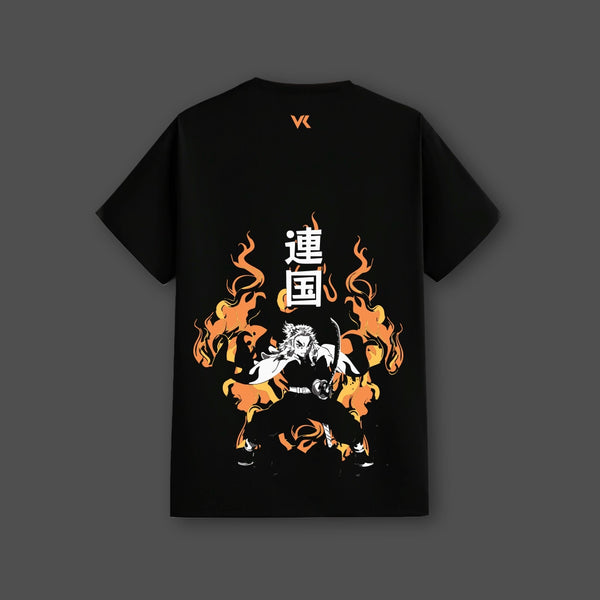 Kyojuro Rengoku Flame Hashira – Regular Fit Black T-Shirt
