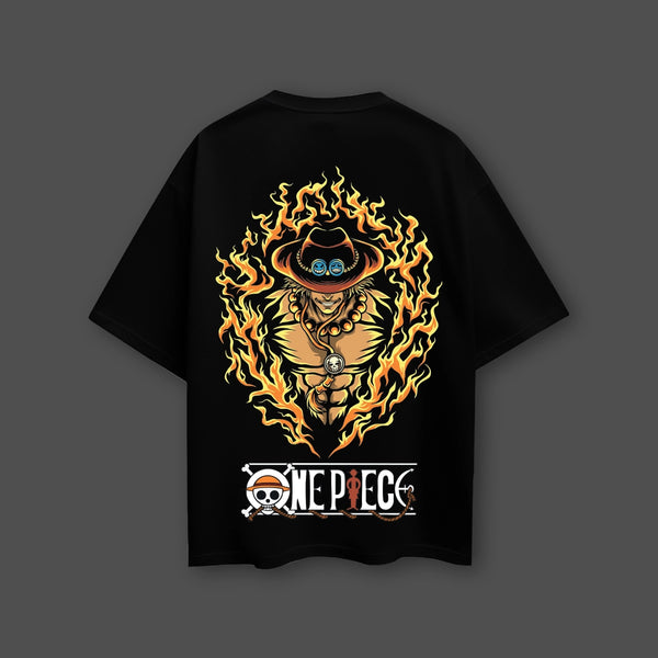 One Piece Ace Oversized Fit Black T-Shirt