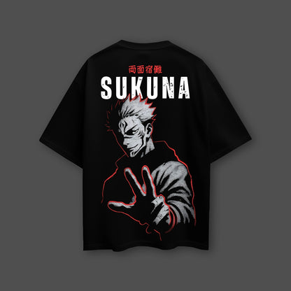 Sukuna Cursed King Jujutsu Kaisen Black Oversized Fit T-shirt