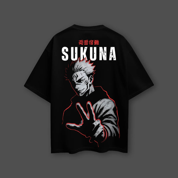 Sukuna Cursed King Jujutsu Kaisen Black Oversized Fit T-shirt
