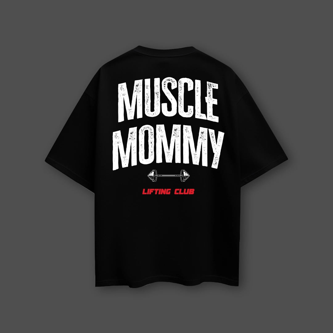 Vlack Muscle Mommy Black Oversized Fit Tshirt