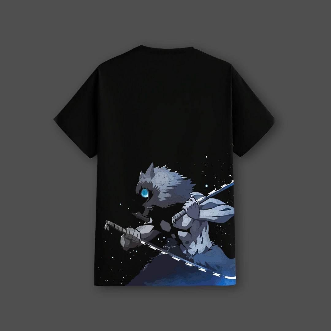 Inosuke Dual Swords Demon Slayer Black Regular Fit T-shirt