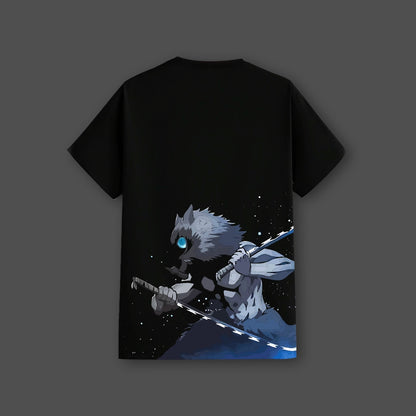 Inosuke Dual Swords Demon Slayer Black Regular Fit T-shirt