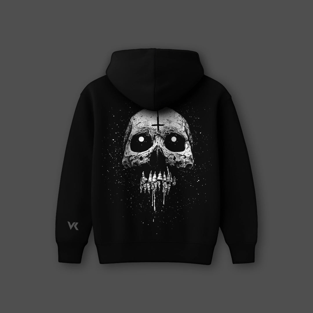 Vlack Psycho Skull - Oversized Black Hoodie