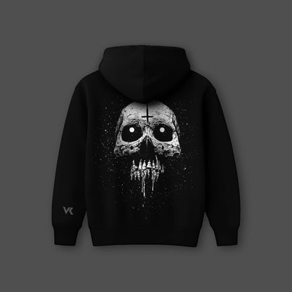 Vlack Psycho Skull - Oversized Black Hoodie