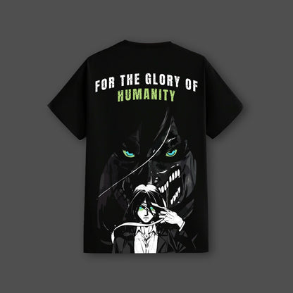 Eren Yeager Attack on Titan Black Regular Fit T-shirt