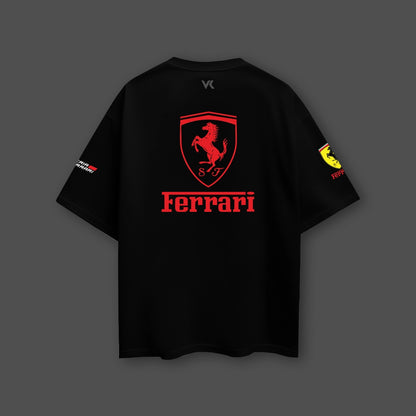 Vlack Ferrari F1 Black Oversize Fit Tshirt