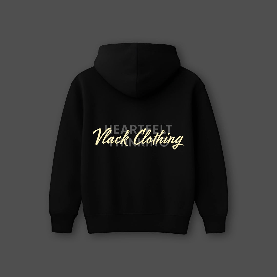 Vlack Heartfelt Thinking - Oversized Black Hoodie