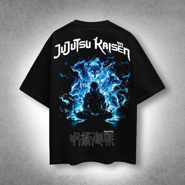 Vlack - Jujutsu Kaisen - Cursed Power, Pure Focus - Black Oversize Fit T-Shirt