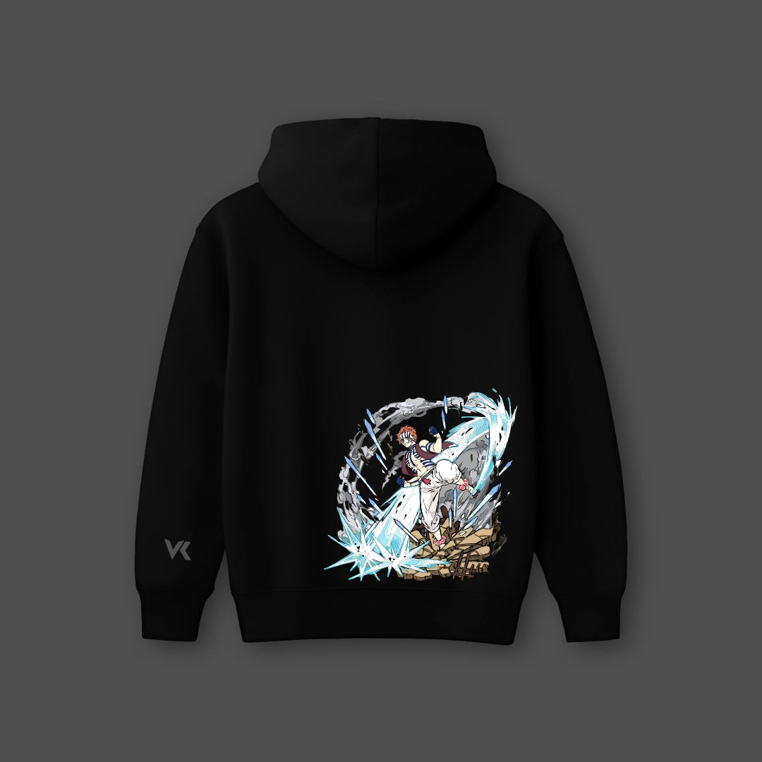 Vlack Akaza Attack - Oversized Black Hoodie
