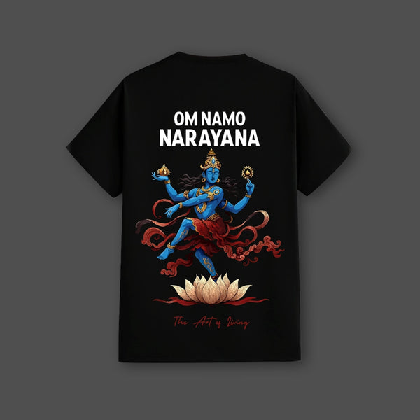 Om Namo Narayana Ji Regular Fit Black T-Shirt
