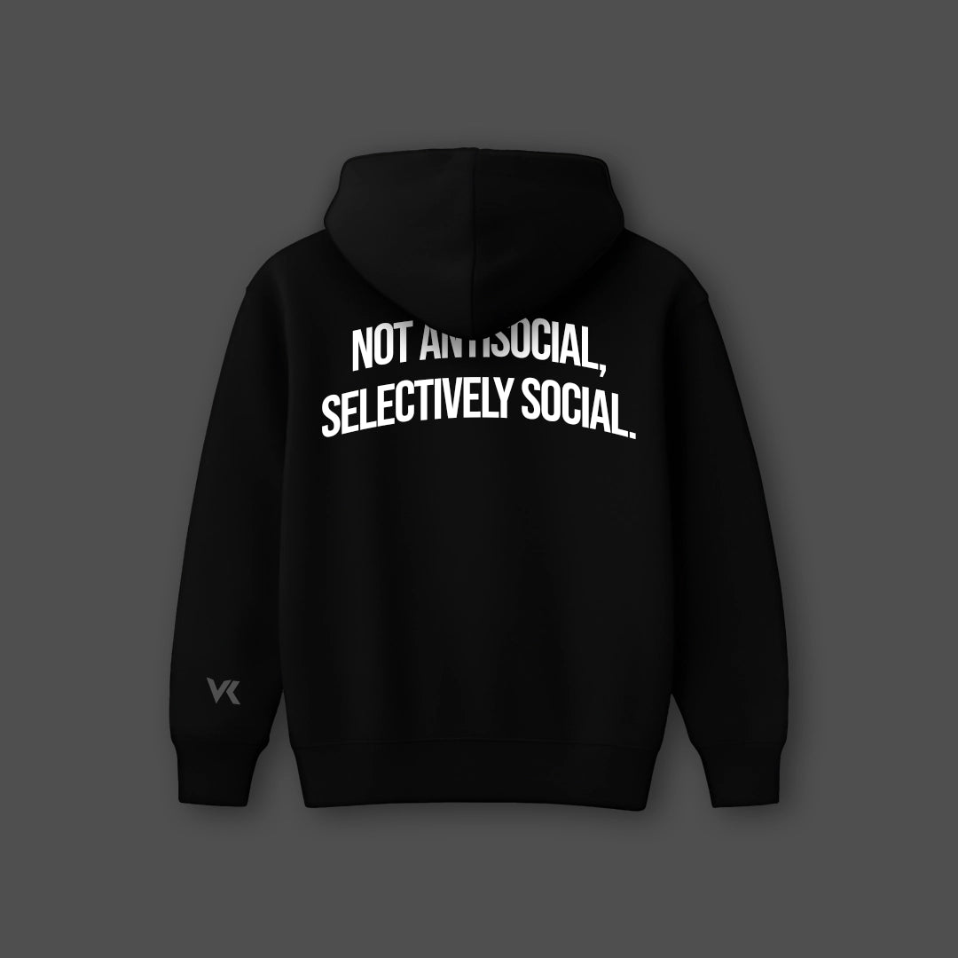 Vlack Antisocial - Oversized Black Hoodie