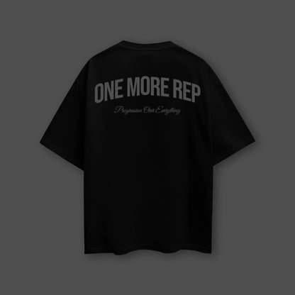 Vlack Grey One More Rep - Black Oversize Fit T-Shirt