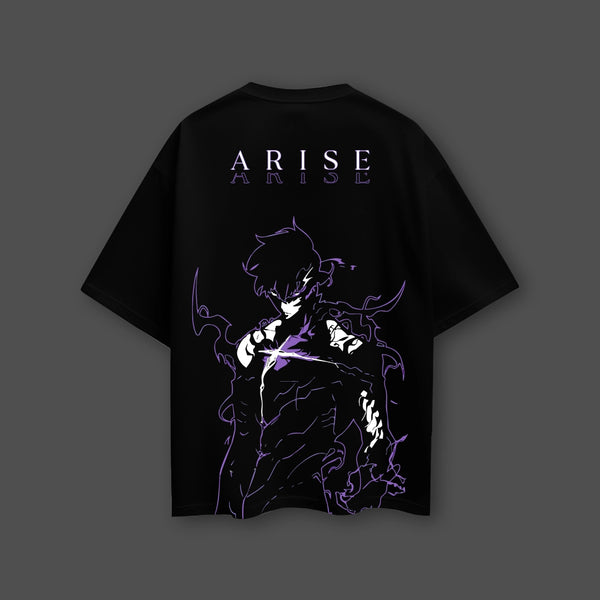 Shadow Monarch Arise Solo Leveling Black Oversized Fit T-shirt