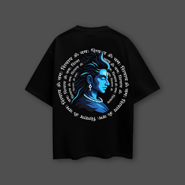 Shiv Ji Abstract Oversized Fit Black T-Shirt
