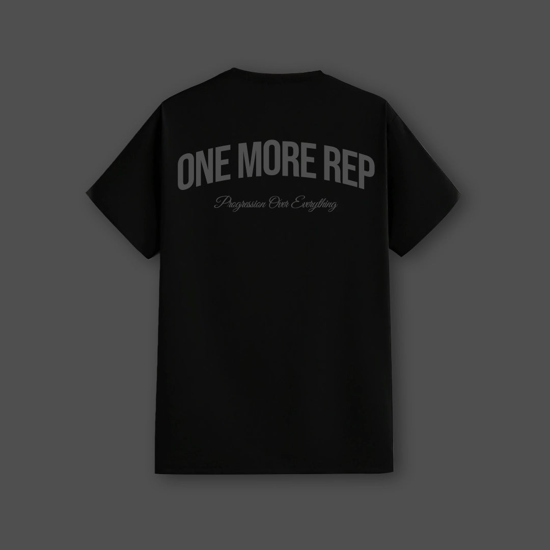 Vlack Grey One More Rep - Black Regular Fit T-Shirt