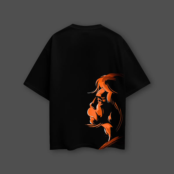 Hanuman Ji Profile Oversized Fit Black T-Shirt