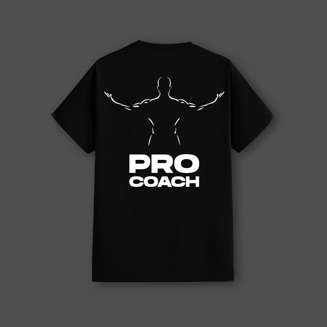 Vlack Pro Coach Front Puff Print Bodybuilder - Black Regular Fit T-Shirt