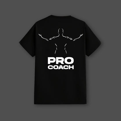 Vlack Pro Coach Front Puff Print Bodybuilder - Black Regular Fit T-Shirt