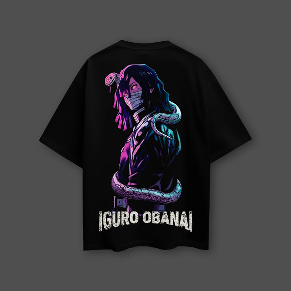 Iguro Obanai - Serpent of Silence - Black Oversize Fit T-Shirt