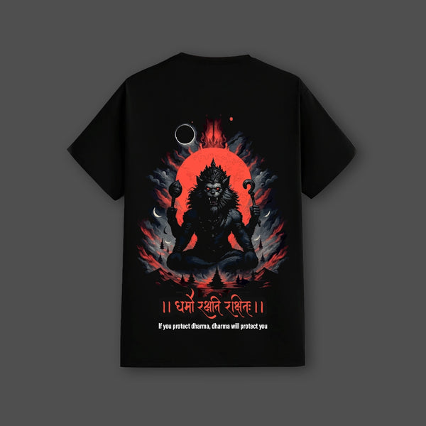 Narasimha Ji Regular Fit Black T-Shirt