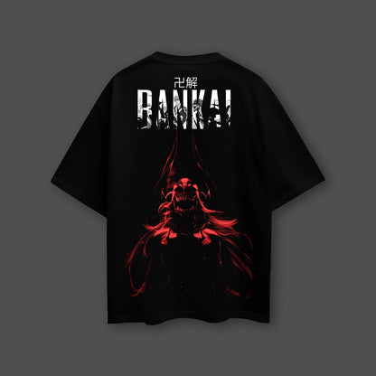 Bankaī Rebirth Black Oversized T-Shirt – Front Puff Print - Bleach